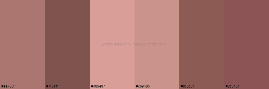 color palette aa766f 7f544f d89e97 cb948b 8c5c54 8c5454