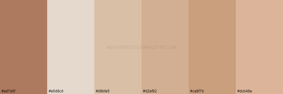 color palette ad7a5f e5d8cd d9bfa5 d2af92 ca9f7d dcb49a