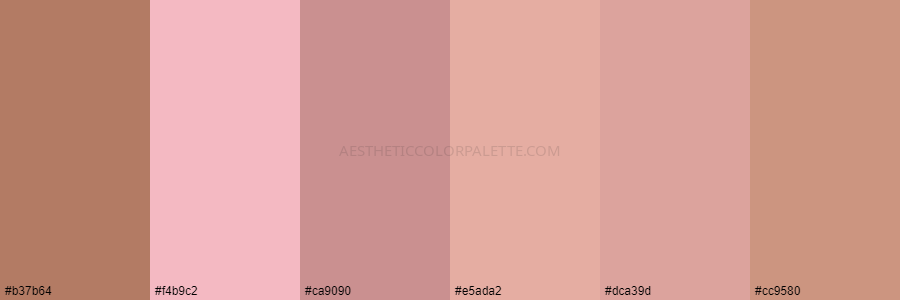 color palette b37b64 f4b9c2 ca9090 e5ada2 dca39d cc9580