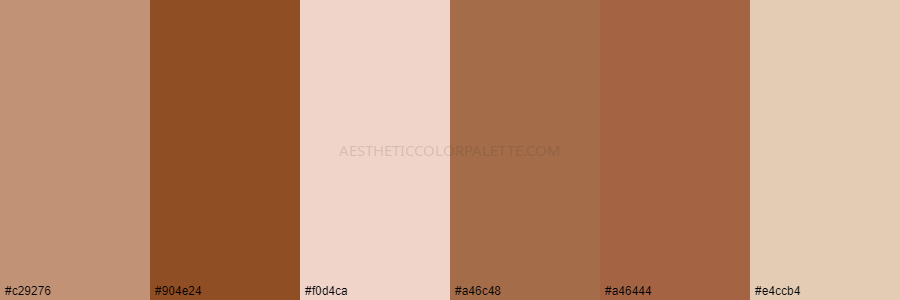 color palette c29276 904e24 f0d4ca a46c48 a46444 e4ccb4