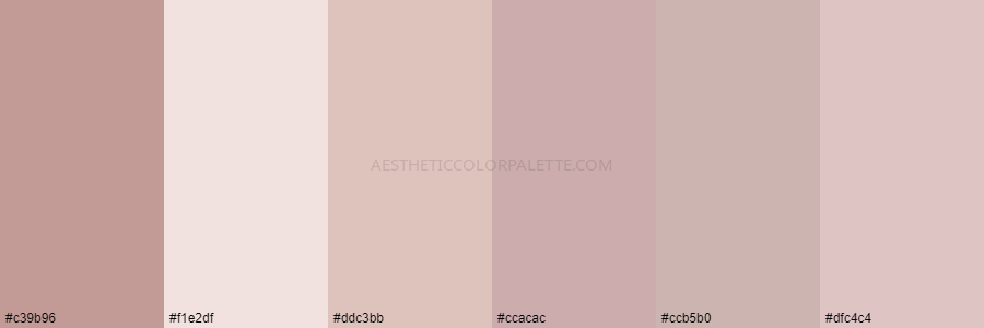 color palette c39b96 f1e2df ddc3bb ccacac ccb5b0 dfc4c4