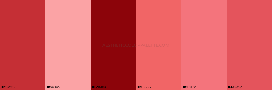 color palette c52f35 fba3a5 8c040a f16566 f4747c e4545c
