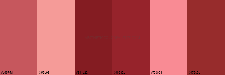 color palette c6575d f59b98 841c22 96232b f98b94 972c2c