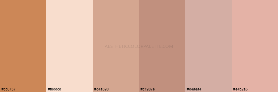 color palette cc8757 f8ddcd d4a690 c1907e d4aea4 e4b2a6