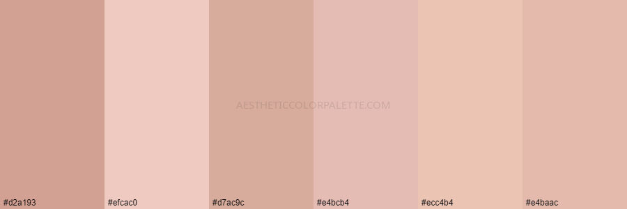 color palette d2a193 efcac0 d7ac9c e4bcb4 ecc4b4 e4baac