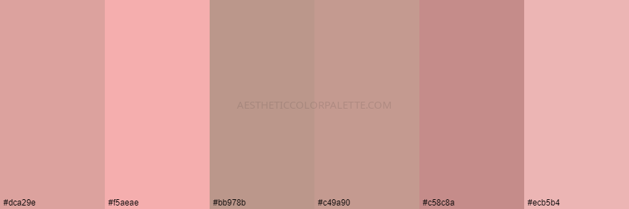 color palette dca29e f5aeae bb978b c49a90 c58c8a ecb5b4