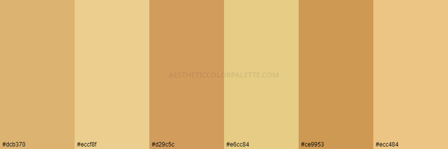 color palette dcb370 eccf8f d29c5c e6cc84 ce9953 ecc484