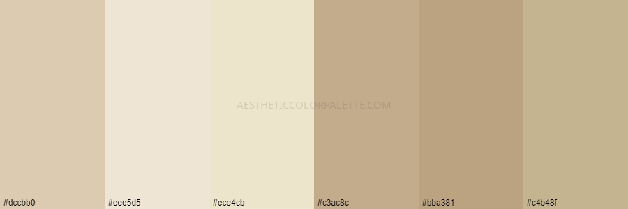 color palette dccbb0 eee5d5 ece4cb c3ac8c bba381 c4b48f