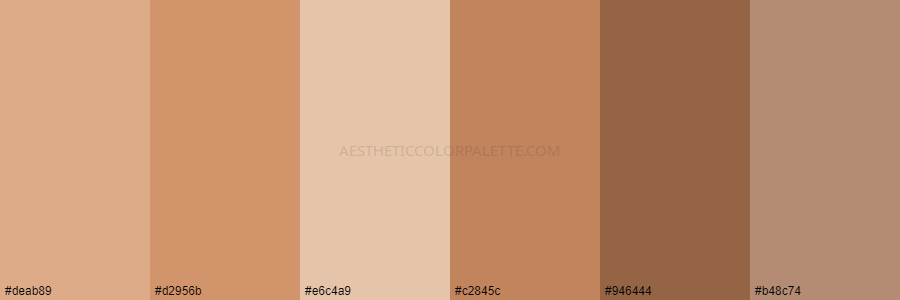 color palette deab89 d2956b e6c4a9 c2845c 946444 b48c74