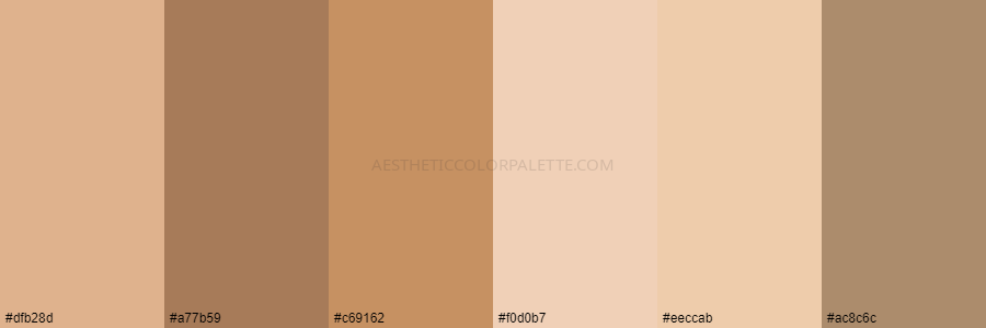 color palette dfb28d a77b59 c69162 f0d0b7 eeccab ac8c6c