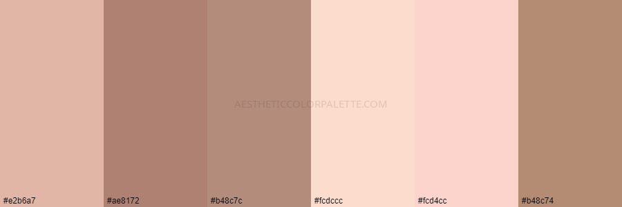 color palette e2b6a7 ae8172 b48c7c fcdccc fcd4cc b48c74
