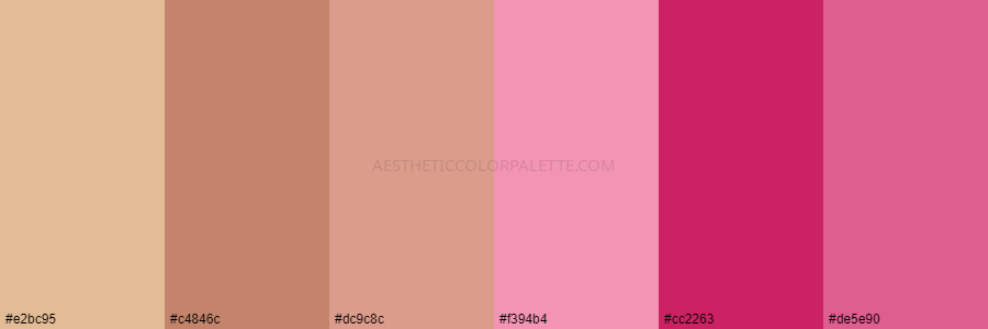 color palette e2bc95 c4846c dc9c8c f394b4 cc2263 de5e90
