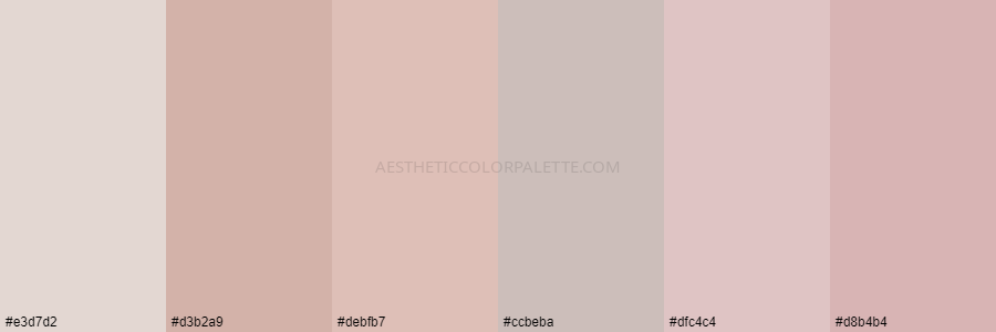 color palette e3d7d2 d3b2a9 debfb7 ccbeba dfc4c4 d8b4b4