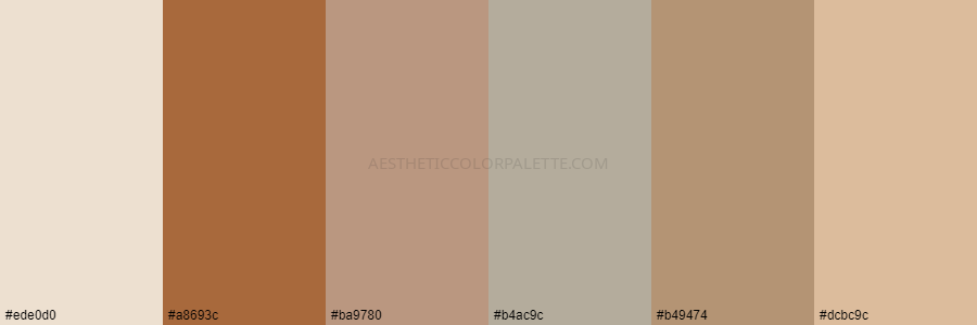 color palette ede0d0 a8693c ba9780 b4ac9c b49474 dcbc9c