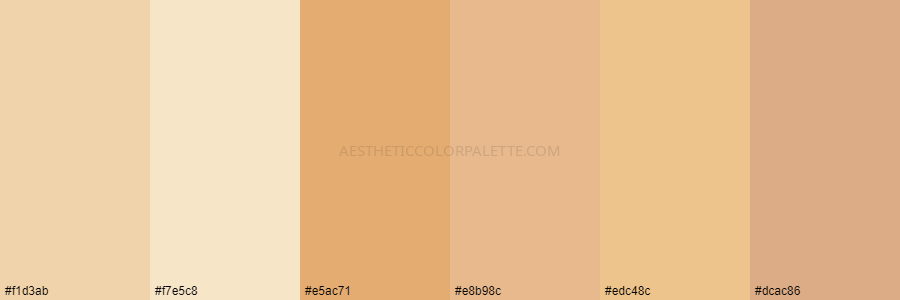 color palette f1d3ab f7e5c8 e5ac71 e8b98c edc48c dcac86