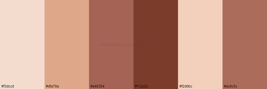 color palette f3dccd dfa78a a46354 7c3c2c f2d0bc ac6c5c