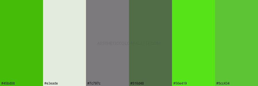 color palette 45bd08 e3eade 7c797c 516d48 56e419 5cc434