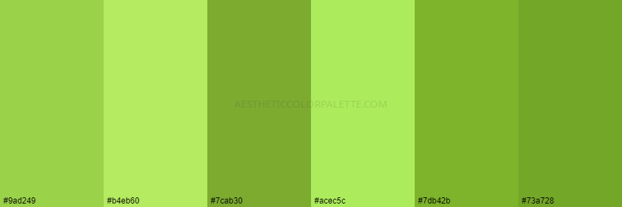 color palette 9ad249 b4eb60 7cab30 acec5c 7db42b 73a728