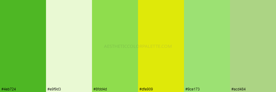 color palette 4eb724 e9f9d3 8fdd4d dfe909 9ce173 acd484