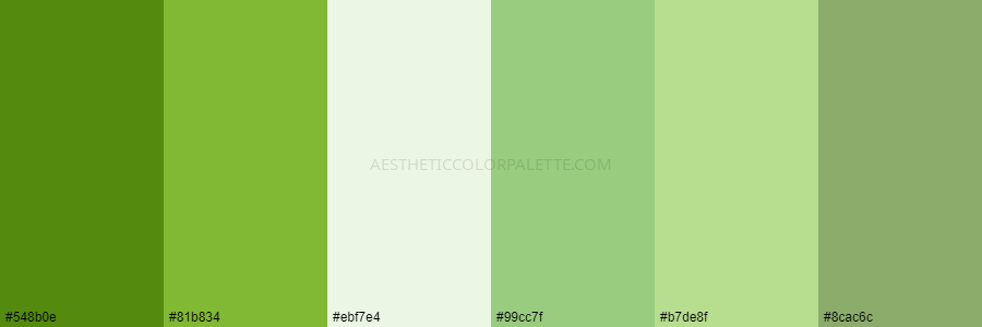color palette 548b0e 81b834 ebf7e4 99cc7f b7de8f 8cac6c