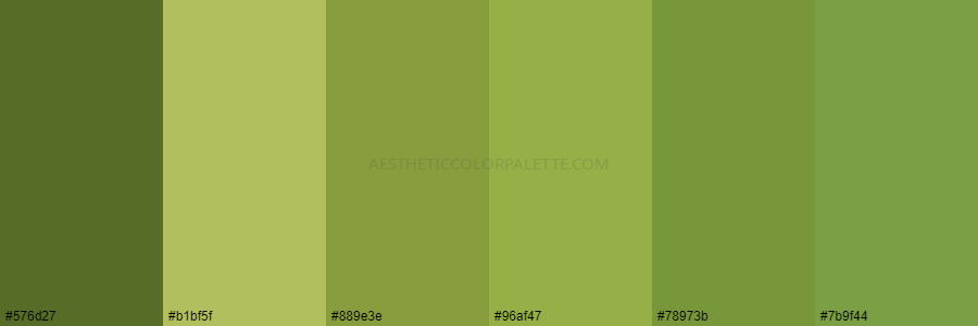 color palette 576d27 b1bf5f 889e3e 96af47 78973b 7b9f44