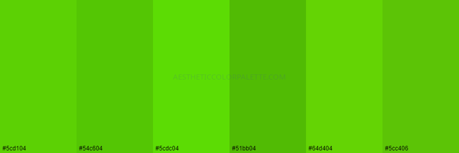 color palette #5cd104 #54c604 #5cdc04 #51bb04 #64d404 #5cc406
