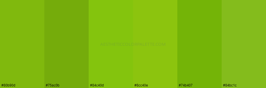 color palette #80b90d #75ac0b #84c40d #8cc40e #74b407 #84bc1c
