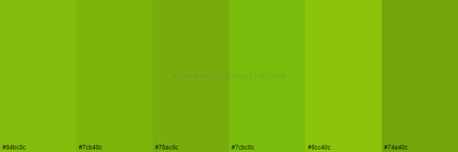 color palette #84bc0c #7cb40c #78ac0c #7cbc0c #8cc40c #74a40c