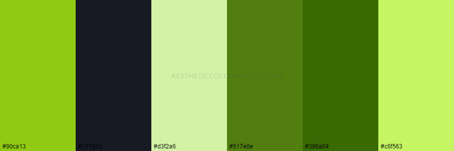color palette #90ca13 #171923 #d3f2a6 #517e0e #396a04 #c6f563
