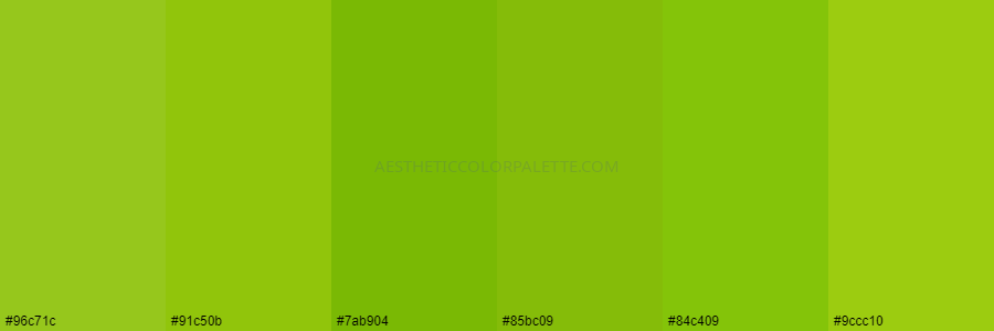 color palette #96c71c #91c50b #7ab904 #85bc09 #84c409 #9ccc10