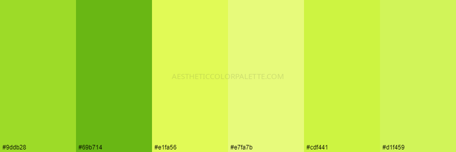 color palette 9ddb28 69b714 e1fa56 e7fa7b cdf441 d1f459