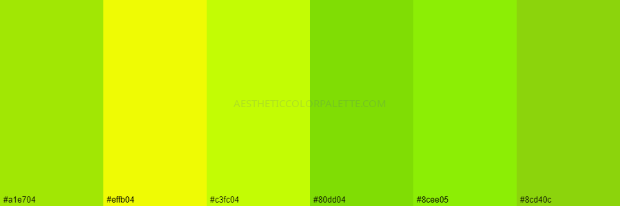color palette #a1e704 #effb04 #c3fc04 #80dd04 #8cee05 #8cd40c