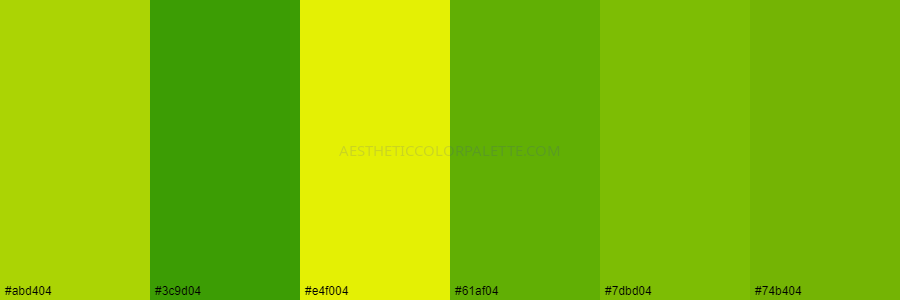 color palette #abd404 #3c9d04 #e4f004 #61af04 #7dbd04 #74b404