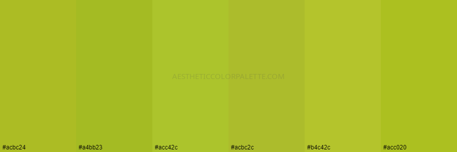 color palette #acbc24 #a4bb23 #acc42c #acbc2c #b4c42c #acc020