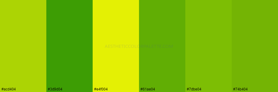 color palette #acd404 #3d9d04 #e4f004 #61ae04 #7dbe04 #74b404