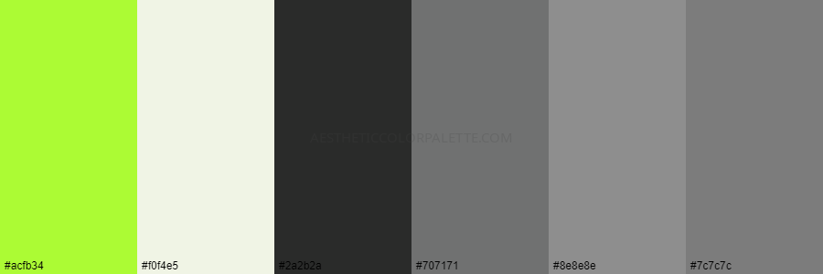 color palette #acfb34 #f0f4e5 #2a2b2a #707171 #8e8e8e #7c7c7c