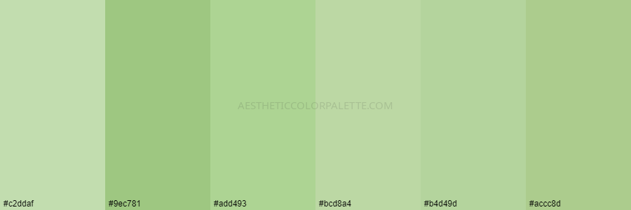 color palette c2ddaf 9ec781 add493 bcd8a4 b4d49d accc8d