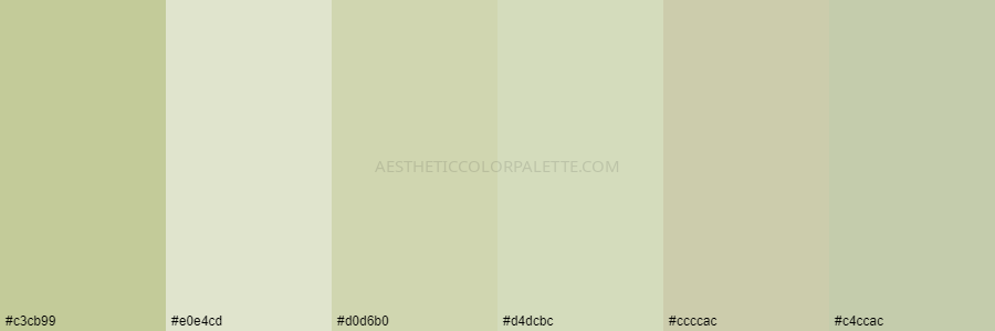 color palette c3cb99 e0e4cd d0d6b0 d4dcbc ccccac c4ccac