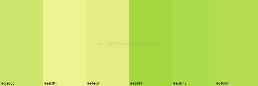 color palette cce66d eef391 e4ec84 a3d841 acdc4c b4dd51
